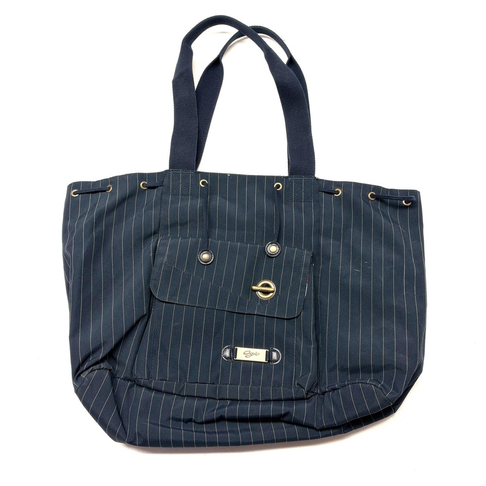Ogio Breaker Tote Bag Navy Blue Pinstripe Floral Lining Large Shoulder Bag